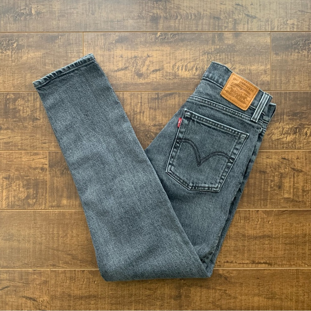 LEVI'S Wedgie Button Fly High Waisted Straight Leg Jeans Black Size 24
